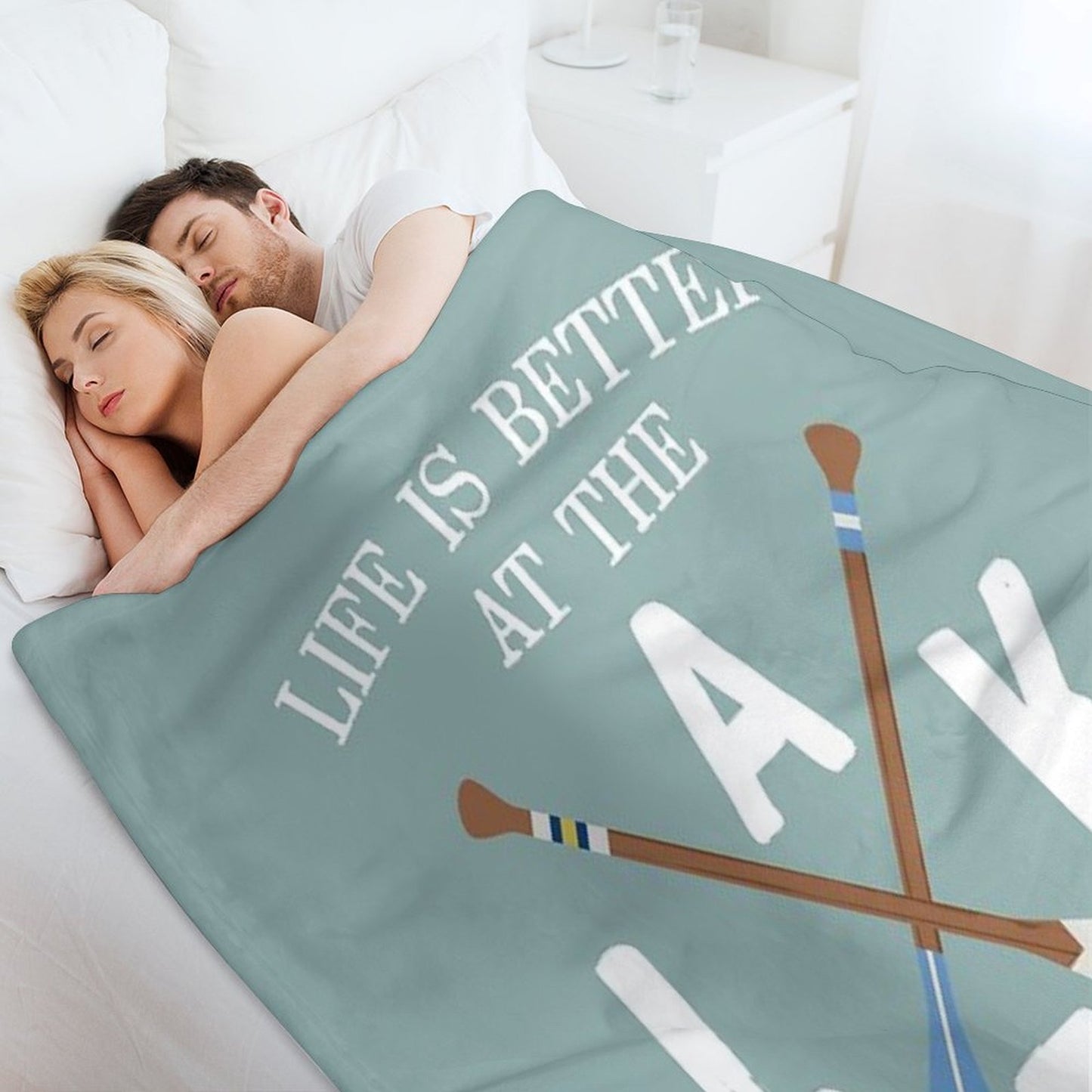 Life Is Better At The LAKE Painted Paddles Throw Blanket