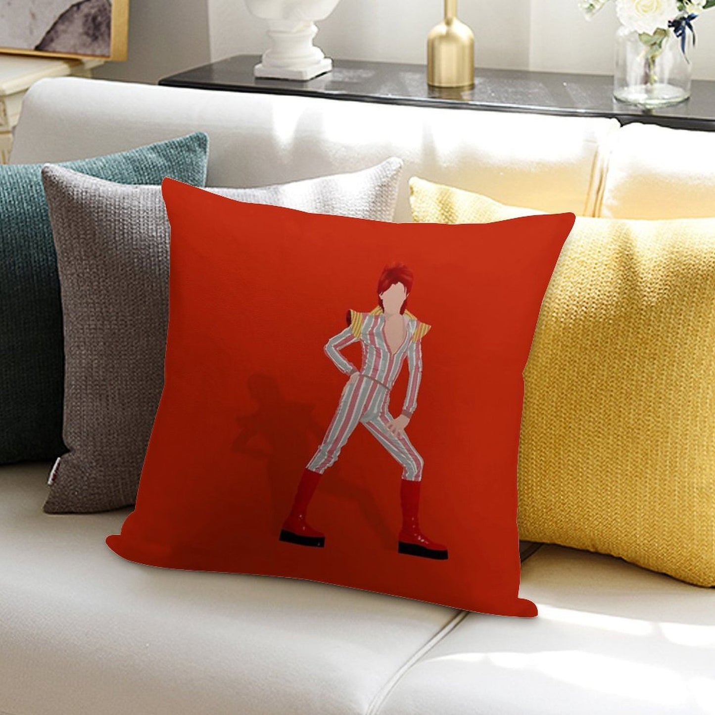 David Bowie - Ziggy Stardust Soft Fade-Resistant Throw Pillow