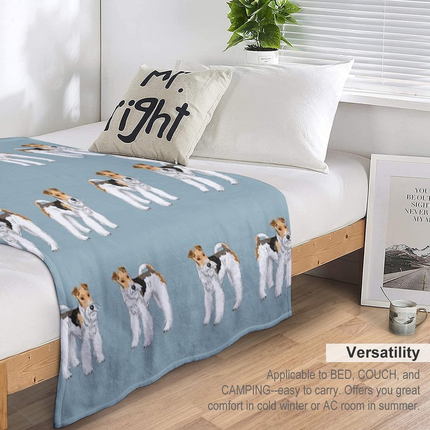 Retro Wire Haired Fox Terrier Design Throw Blanket