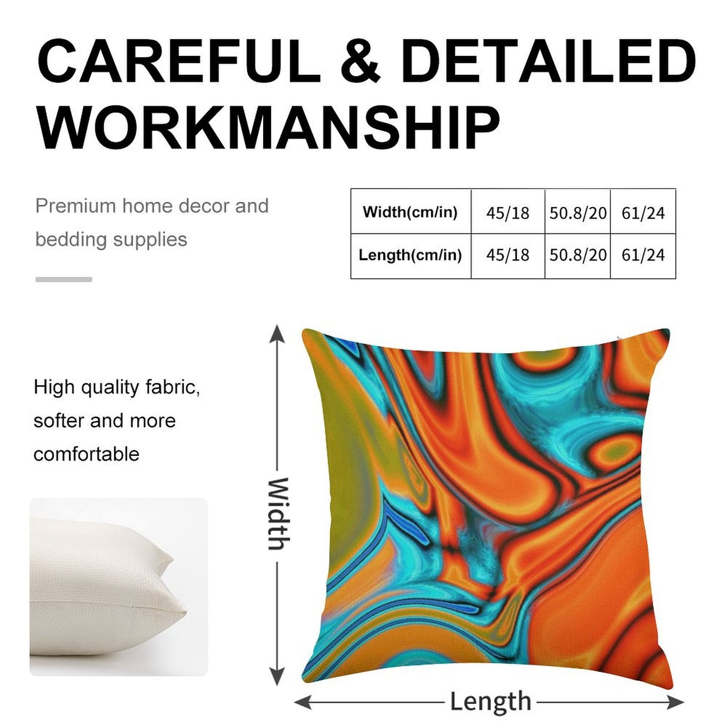 Vivid Modern Southwest Hipster Turquoise Orange Swirls Linen Throw Pillow Cover