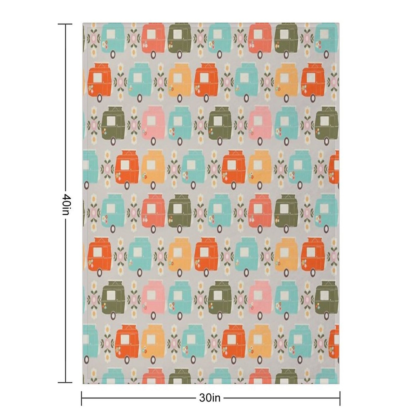 Colourful Vintage Caravans And Daisies Throw Blanket