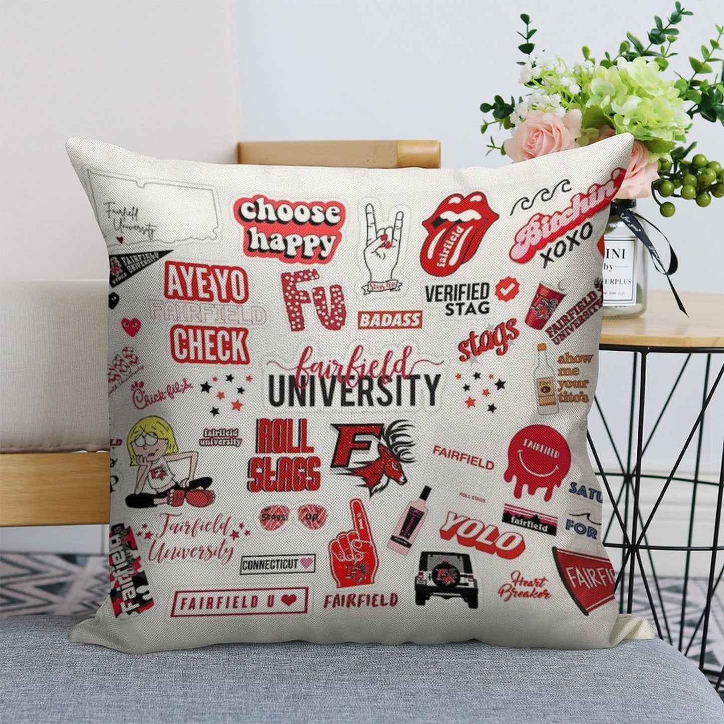 Fairfield University Linen Throw Pillow Cover
