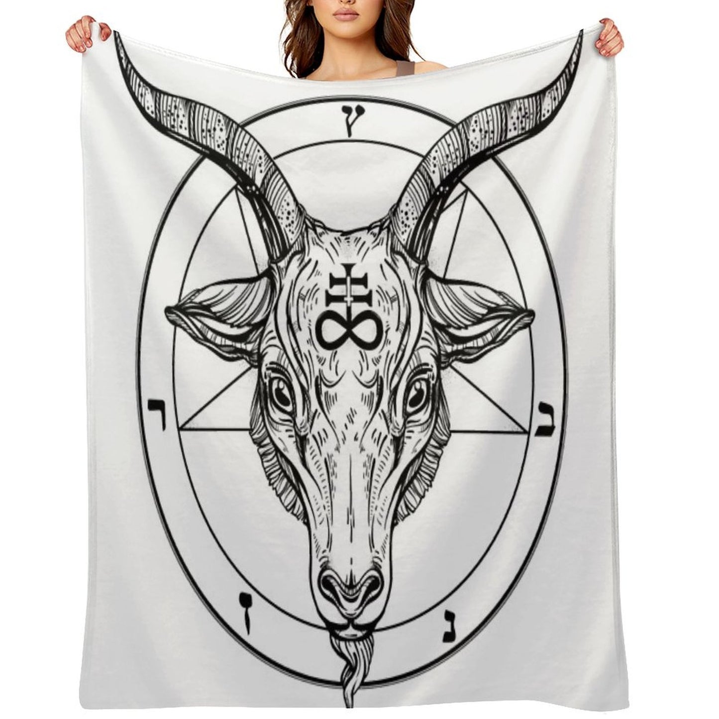 Baphomet Goat Head with Pentagram Occult Symbolism Or Satanist Symbols Throw Blanket
