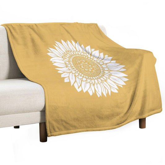 Yellow Flower Drawing Tapestry Throw Blanket