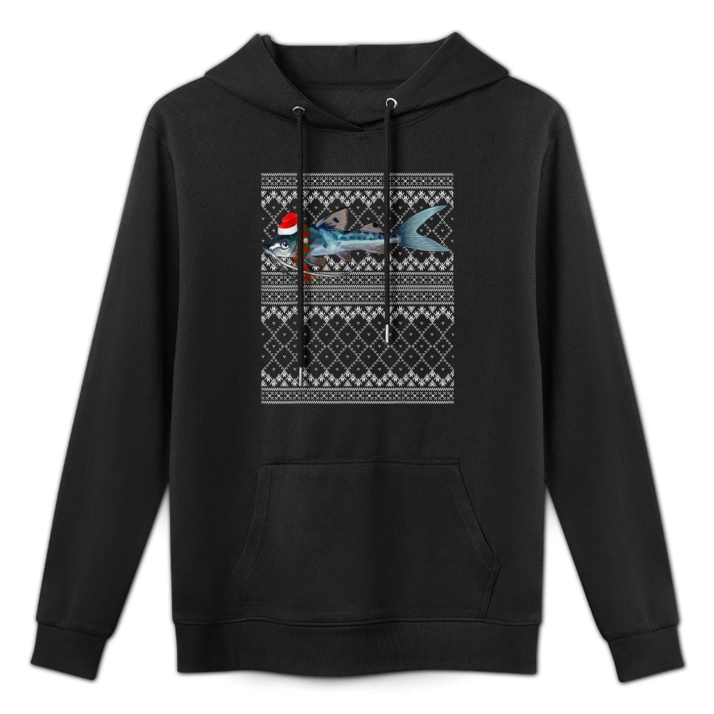 Xmas Fish Santa Hat Catfish Ugly Christmas Machine Washable Hoodie