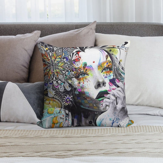 Banksy Urban Princess Graffiti Oil Painting Soft Decorative Cover Throw Pillow