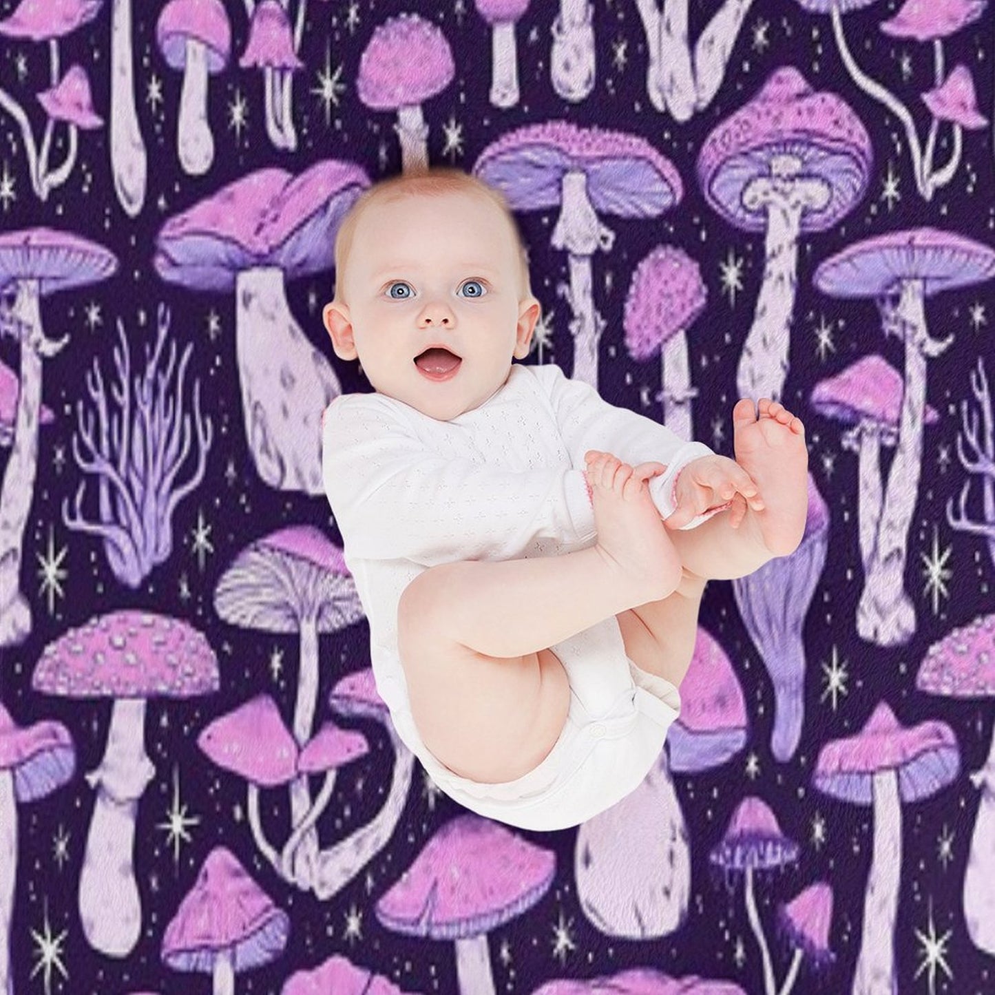 Deadly Mushrooms Dark Purple Throw Blanket