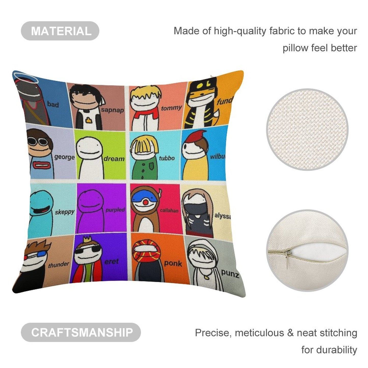 Dream Smp Linen Throw Pillow Cover