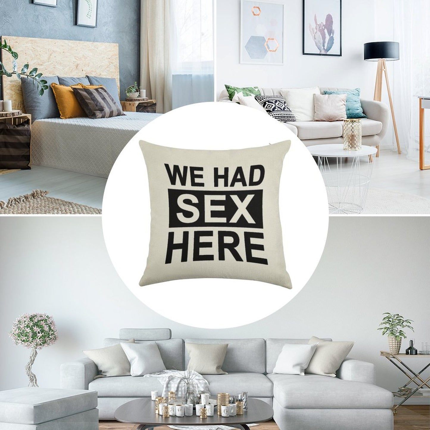 We Had Sex Here Linen Throw Pillow Cover