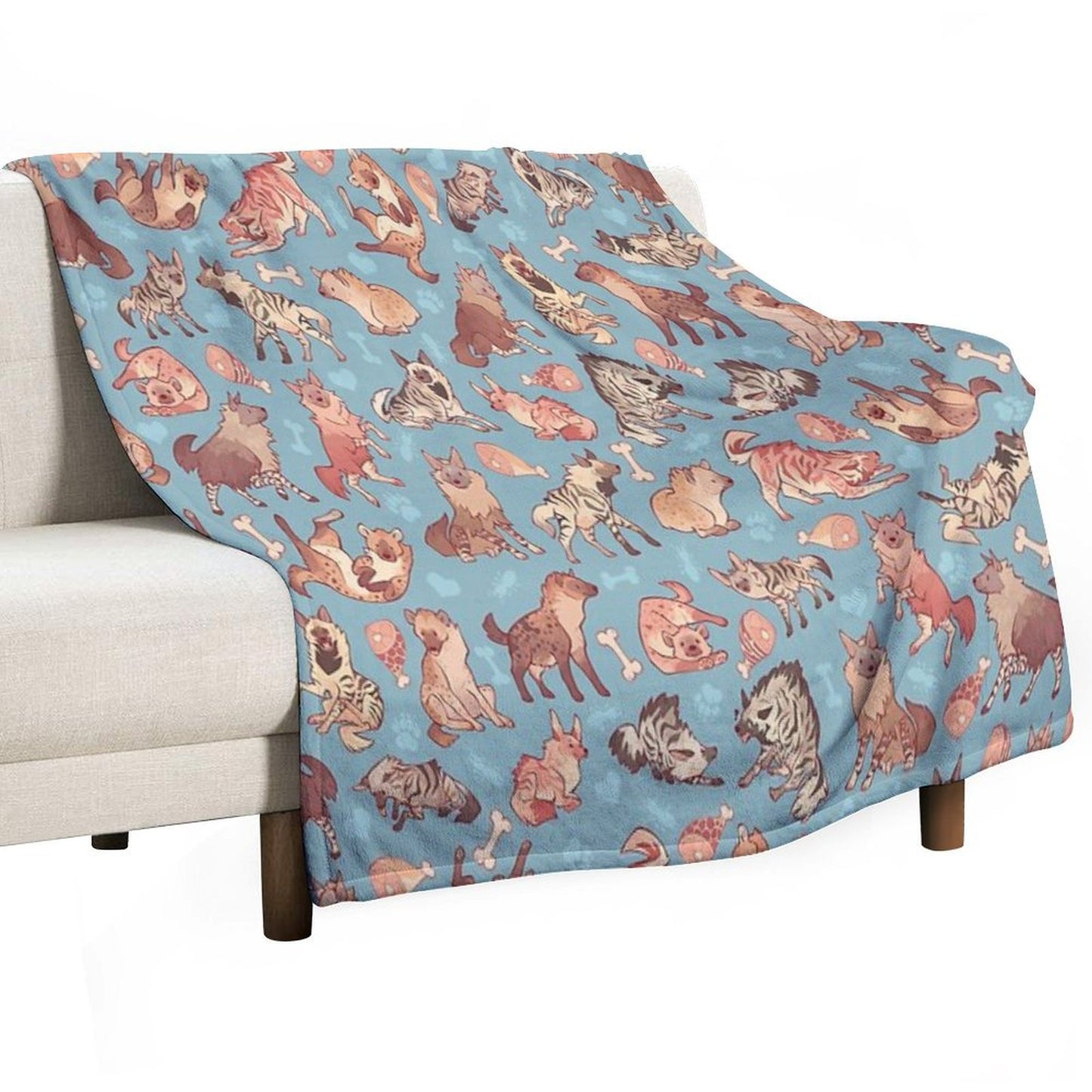 Hyenas in Cerulean Throw Blanket