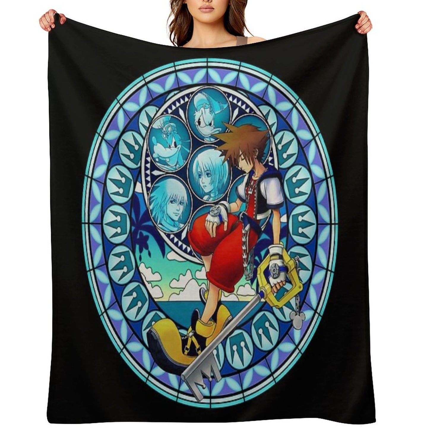 Kingdom Hearts® - Sora's Dive to The Heart Stained Glass Throw Blanket