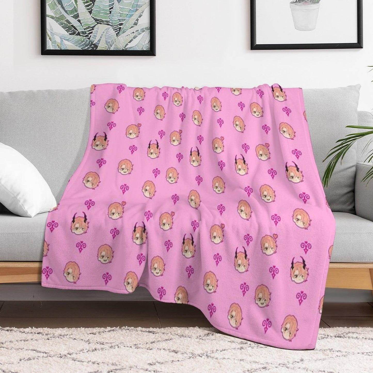 Obey Me - Asmo Pattern Throw Blanket