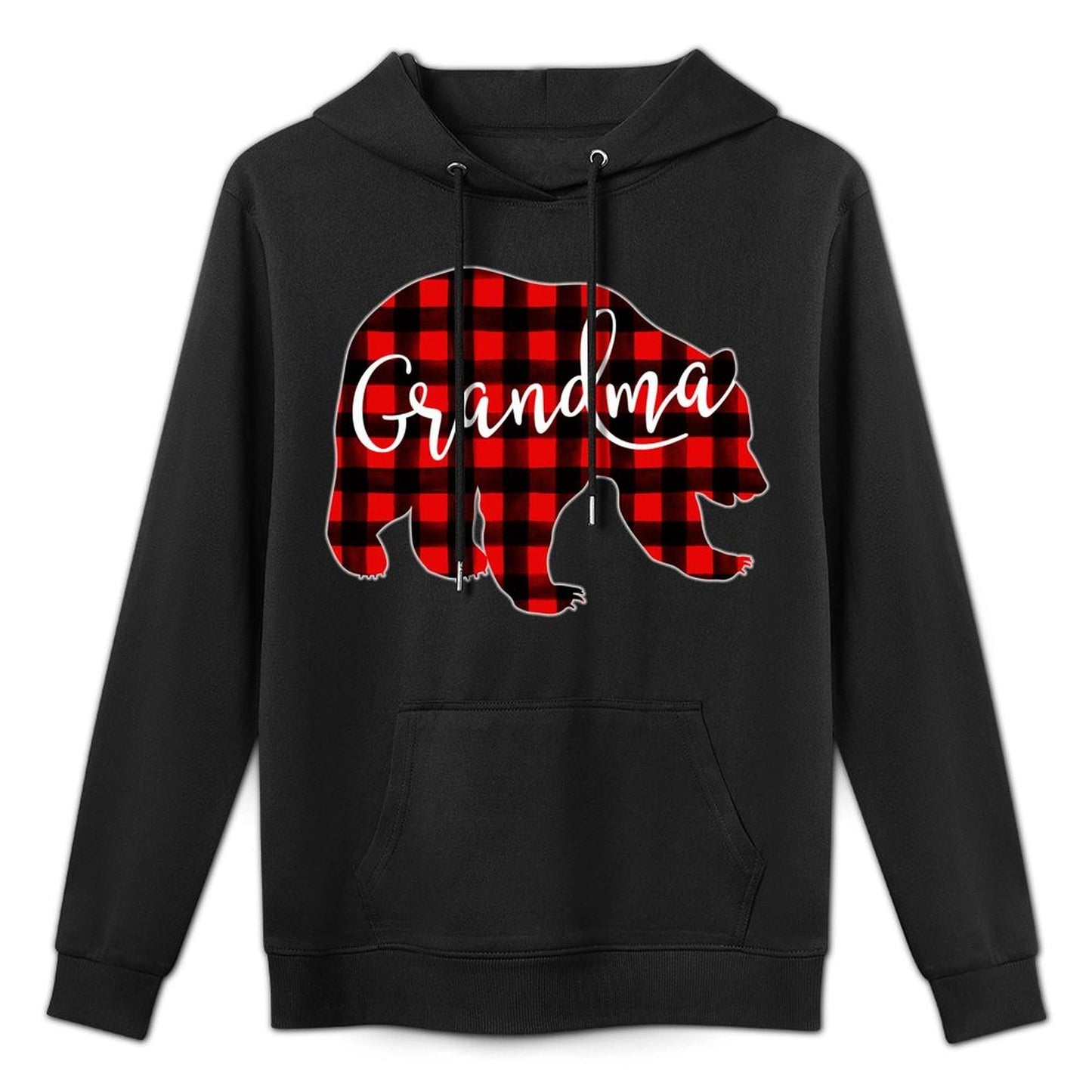 Red Plaid Grandma Bear Matching Family Christmas Eve Buffalo Customizable Surface Hoodie