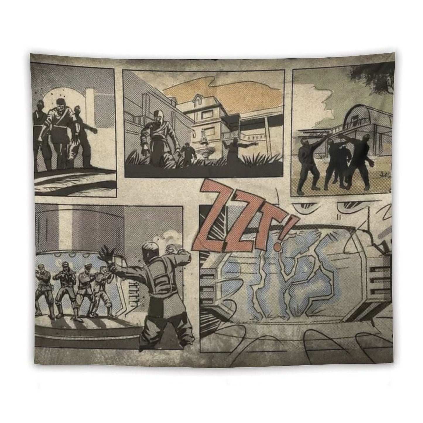 Zombies Loading Screen Comic Tapestry