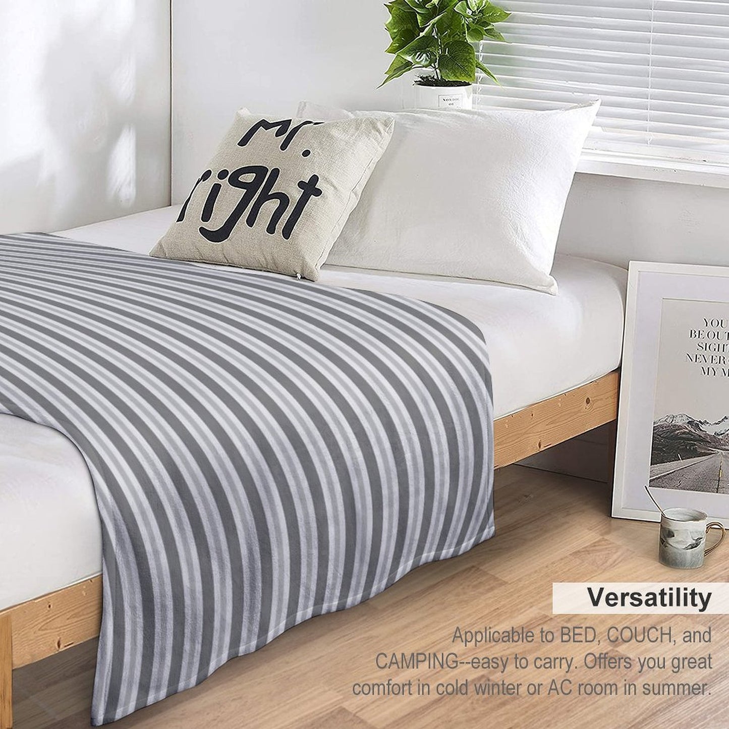 Soft Greys - Asymmetric Stripes Throw Blanket