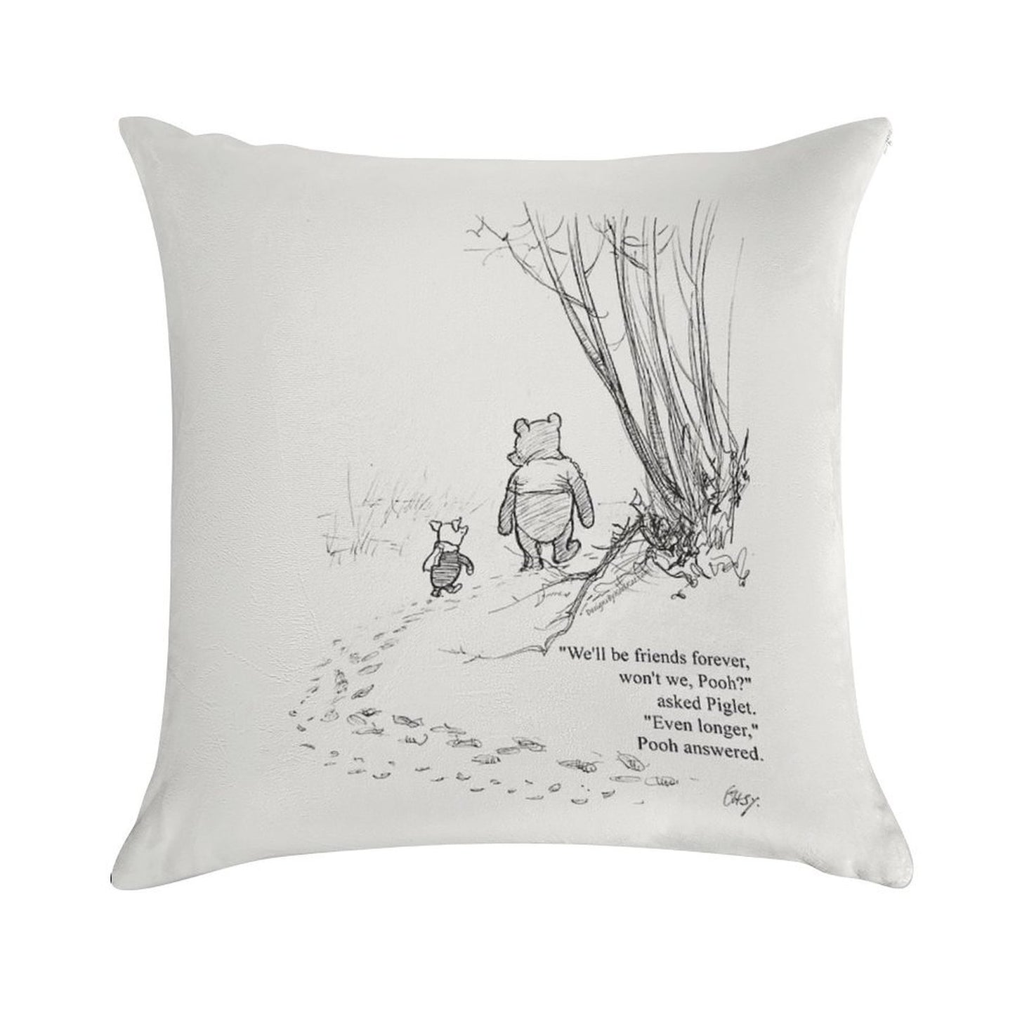Winnie The Pooh & Piglet Friends Forever Soft Short Plush Fabric Throw Pillow