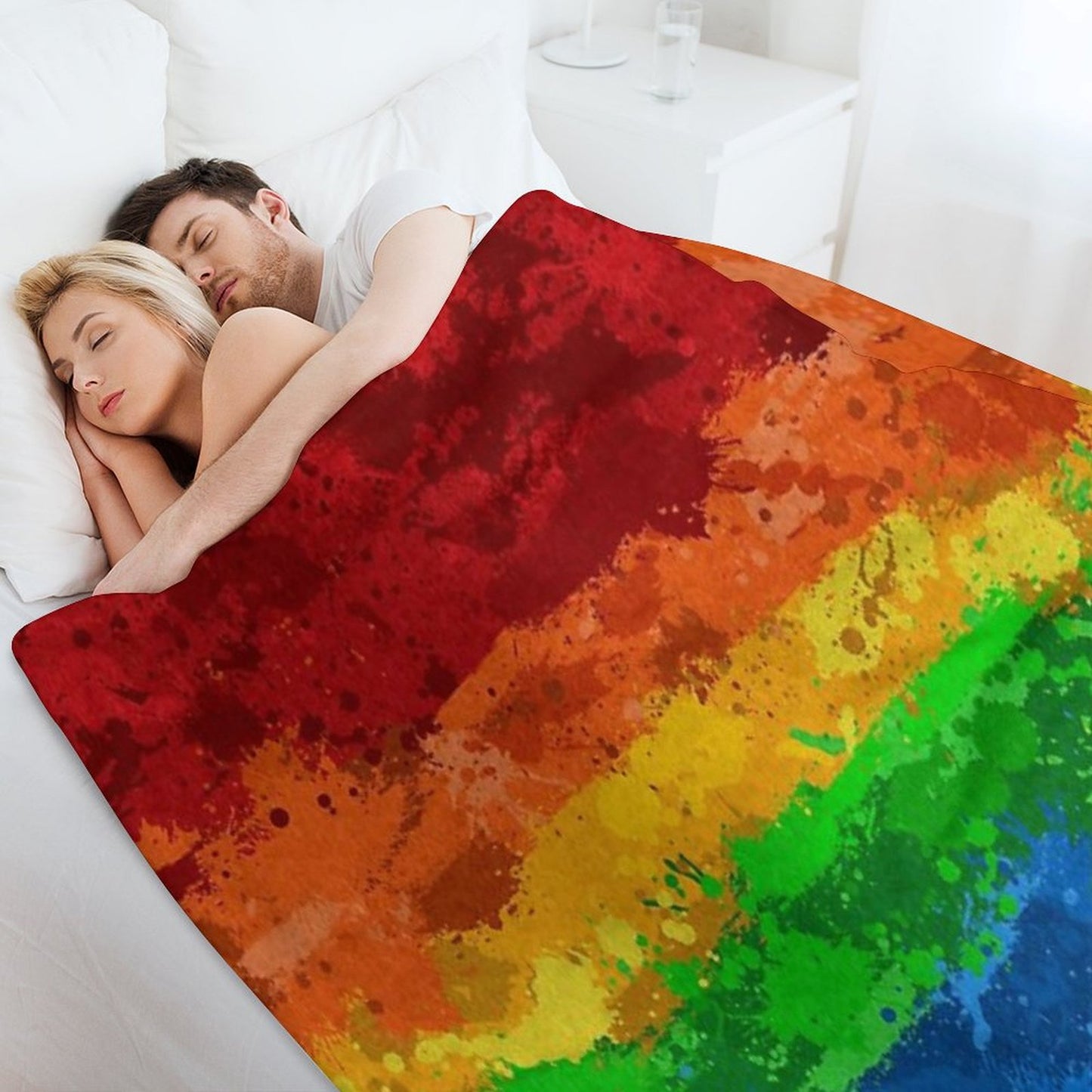 Abstract Paint Splatter LGBTQ Pride Rainbow Flag Background Throw Blanket
