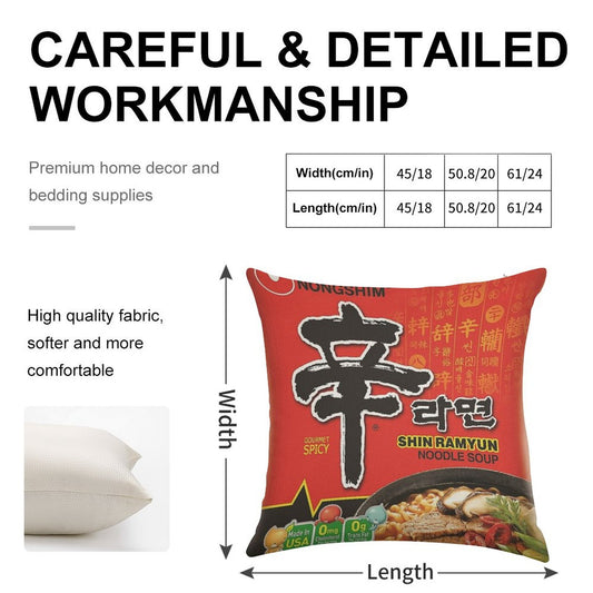 Nongshim Shin Ramyun (Spicy) Linen Throw Pillow Cover