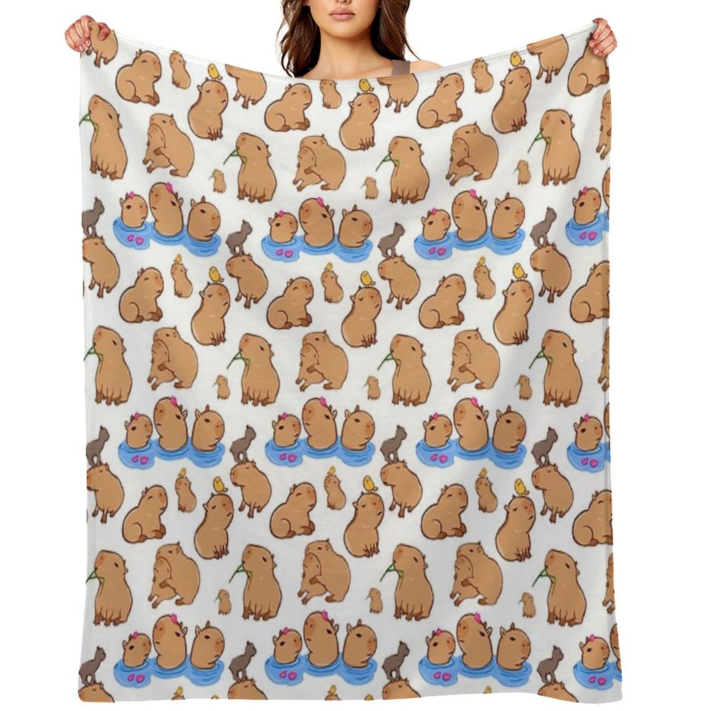 Capybara Pattern Throw Blanket