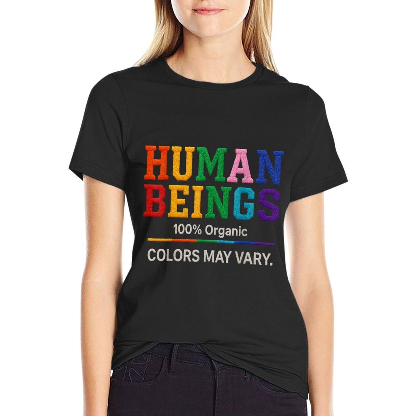 Human Being 100 Organic Colors May Vary LGBT Pride Month Trendy Pattern T-Shirt