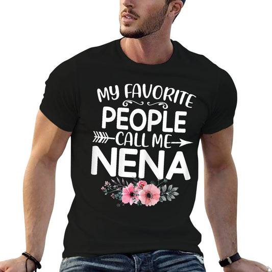 My Favorite People Call Me Nena Cute Pink Floral Mothers Day T-Shirt