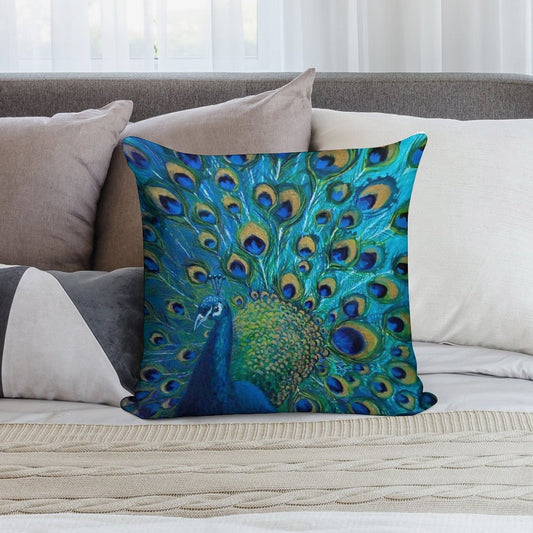 Peacock Full Glory 2 Soft Warmth Comfort Throw Pillow