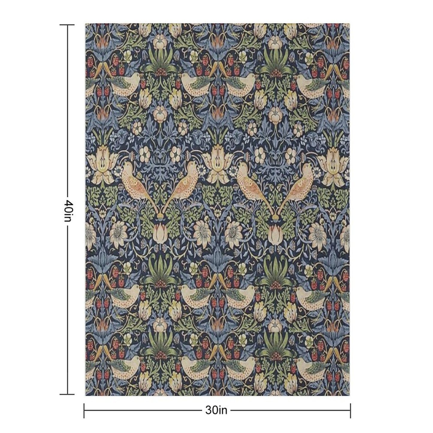 William Morris Strawberry Thief Pattern Throw Blanket