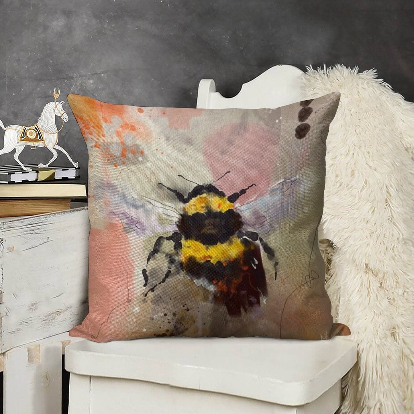Bees Are Buzzing Linen Throw Pillow Cover