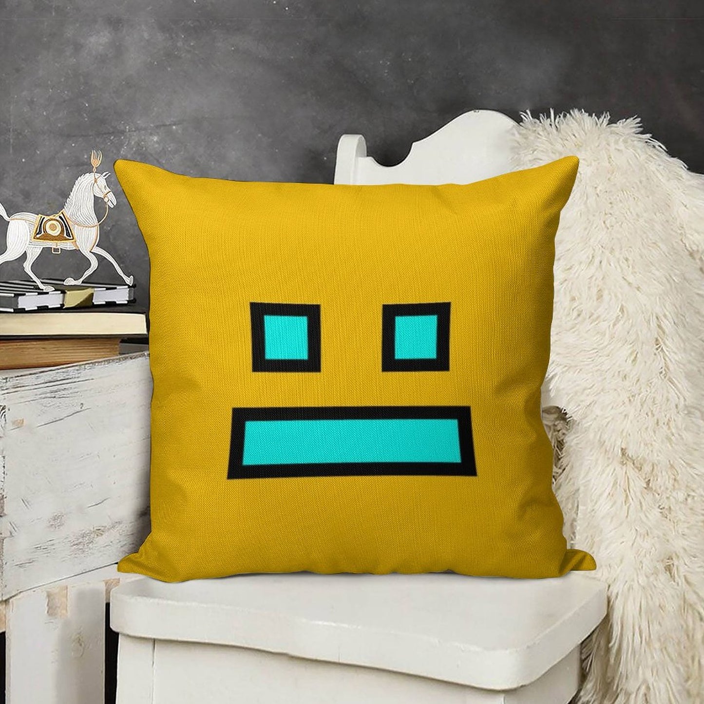 Geometry Dash Linen Throw Pillow Cover