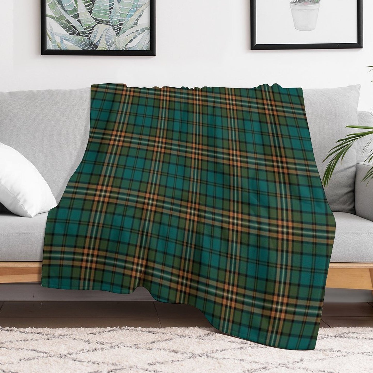 FITZSIMMONS (Fitzsimons) Tartan Historic Irish Family Name Plaid Design Throw Blanket