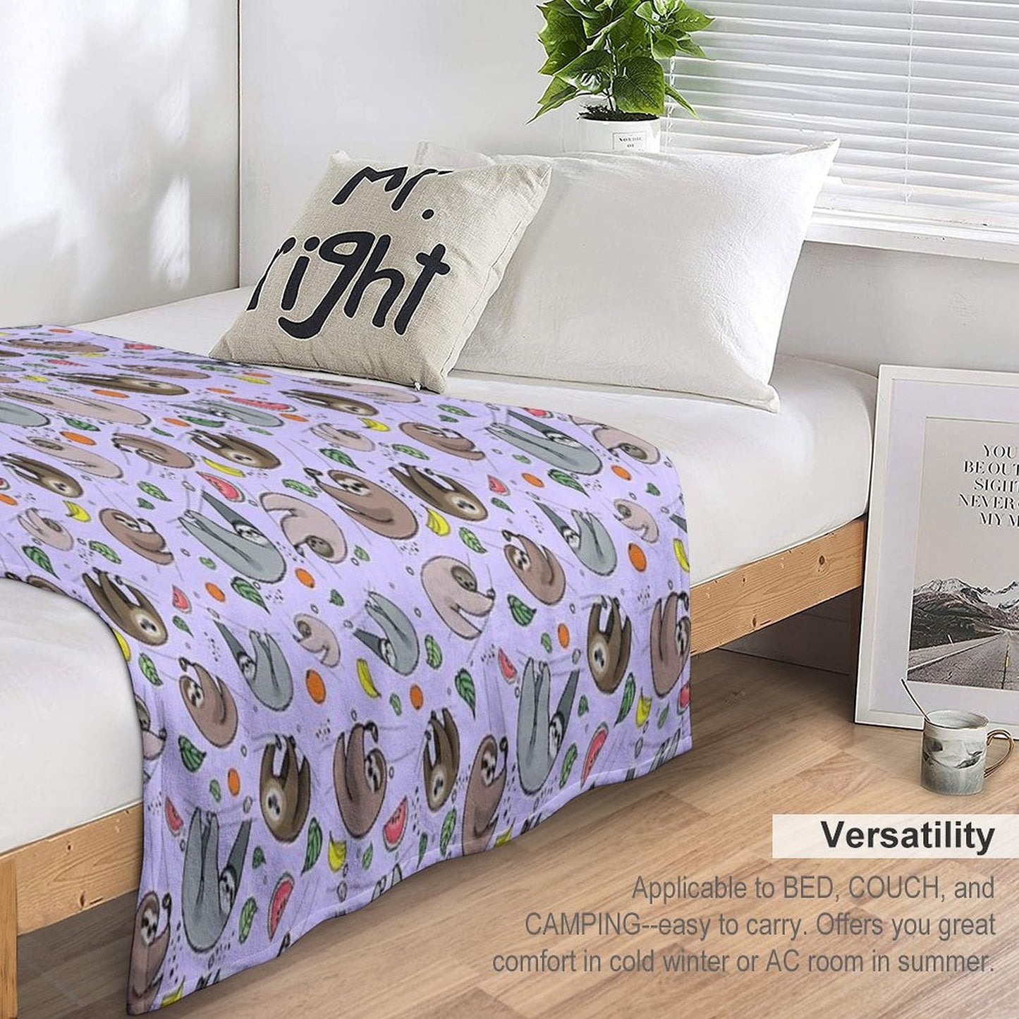 Sloths in Purple Throw Blanket