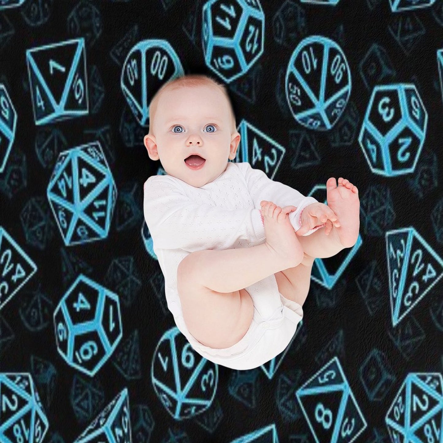 D20 Dice Set Pattern (Blue) Throw Blanket
