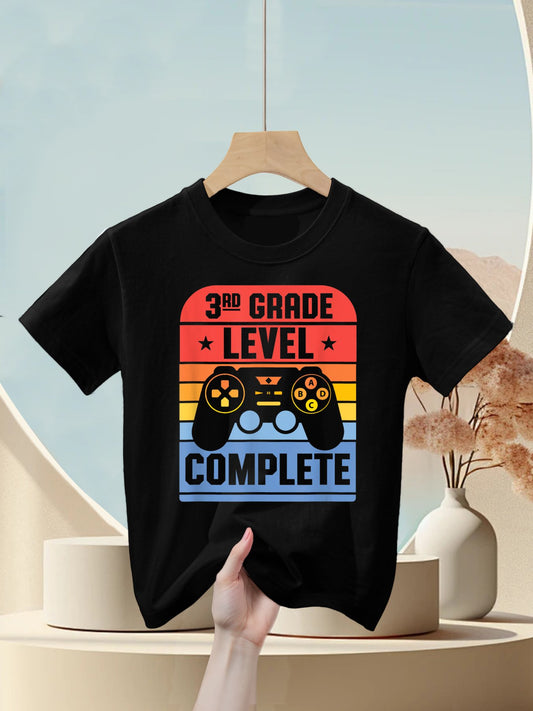 3rd Grade Level Complete Graduation Gamer Last Day Of School Kids T-Shirt