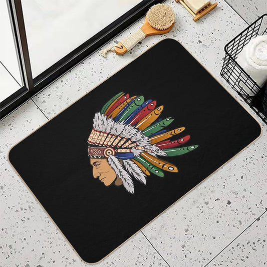 Indian Chief With Headdress Bath Mat