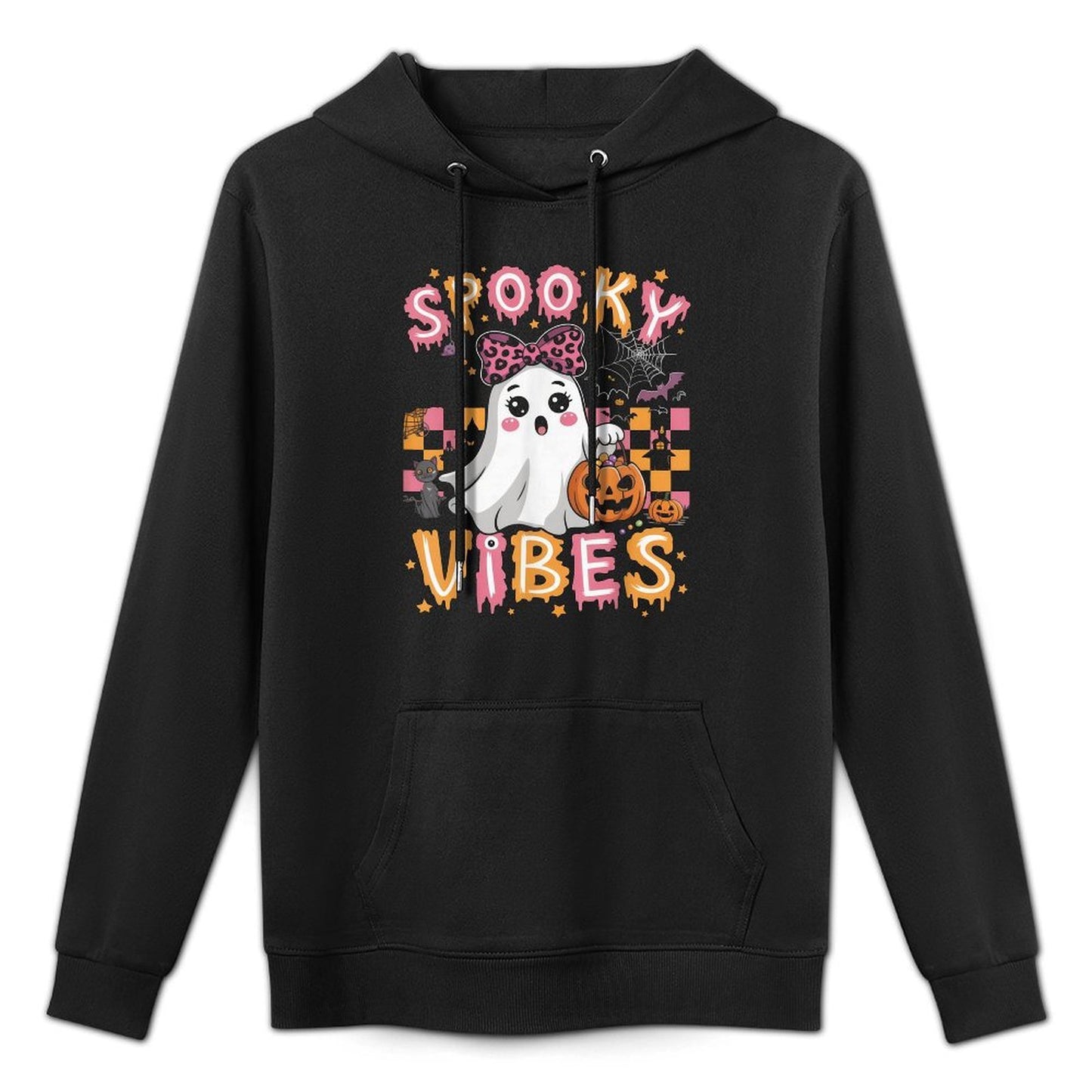 Groovy Spooky Vibes Cute Boo Ghost Halloween Costumes Girls Breathable Fabric Hoodie