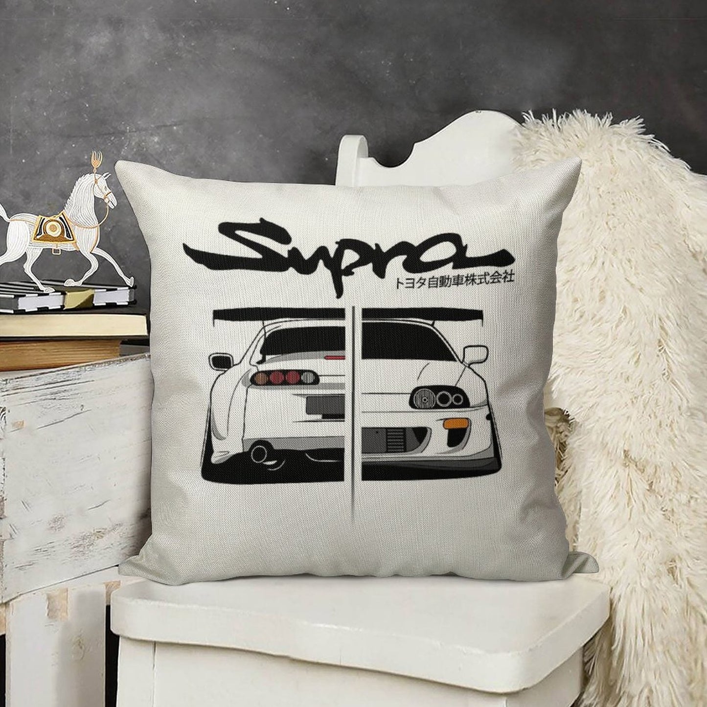 Toyota Supra MK IV - CarCorner Linen Throw Pillow Cover