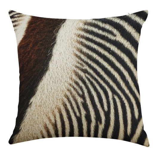 Zebra Caboose Linen Throw Pillow Cover