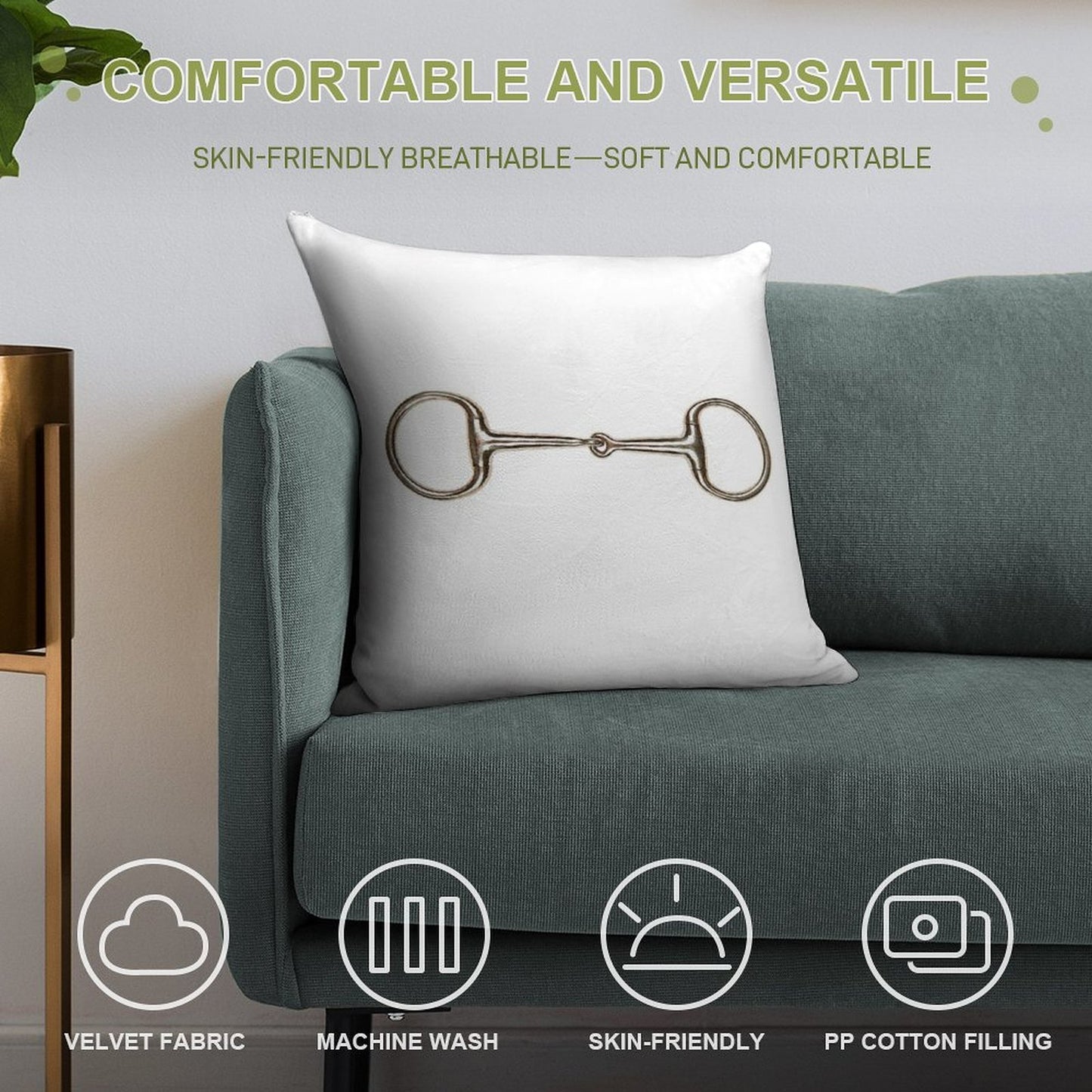 Snaffle Bit Soft Luxury Feel Throw Pillow