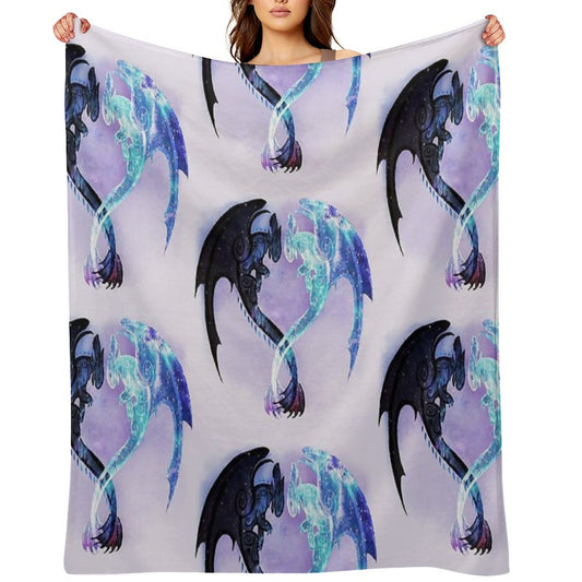 Dragon Heart Toothless And Light Fury Throw Blanket