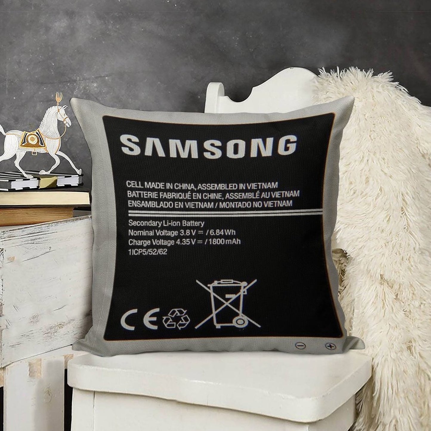 Swollen Battery Premium Linen Throw Pillow Cover