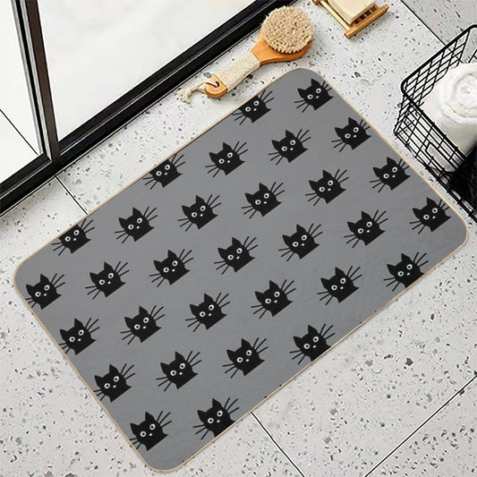 Black Cat Face Bath Mat