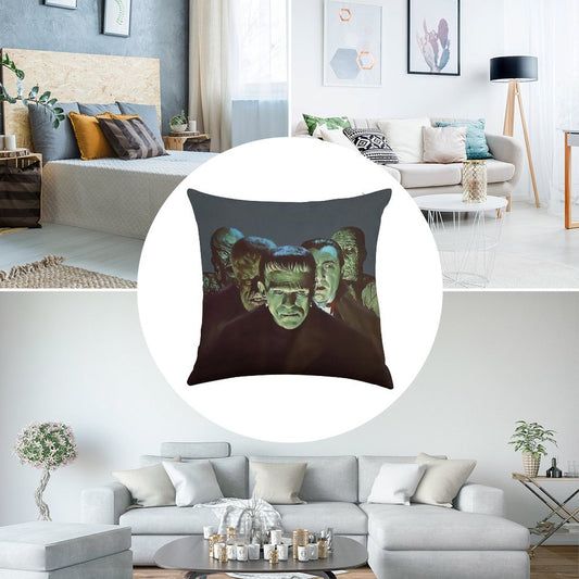 Gang of Monsters Linen Throw Pillow Cover