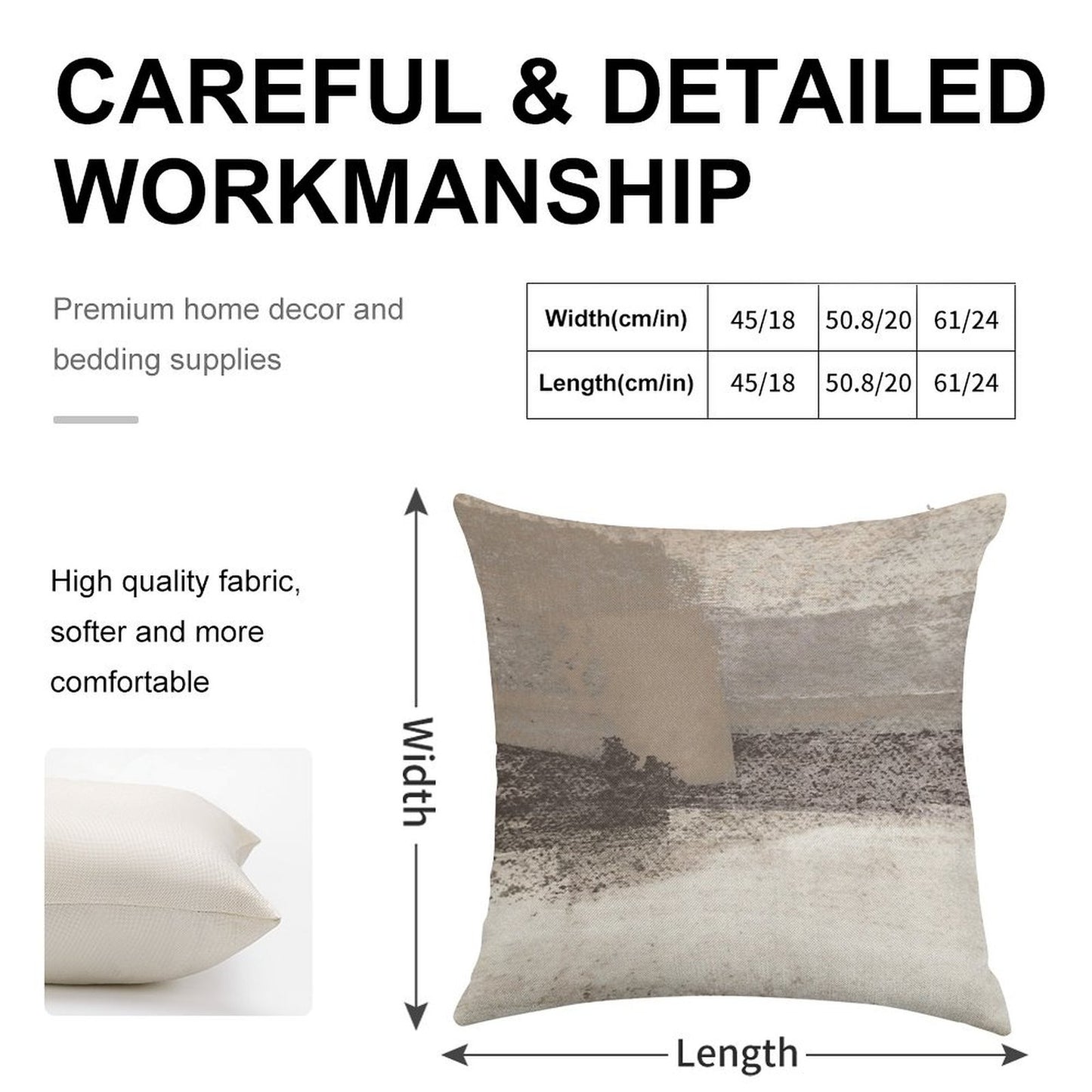 Taupe And Charcoal Grey Horizontal Modern Abstract Painting Linen Throw Pillow Cover