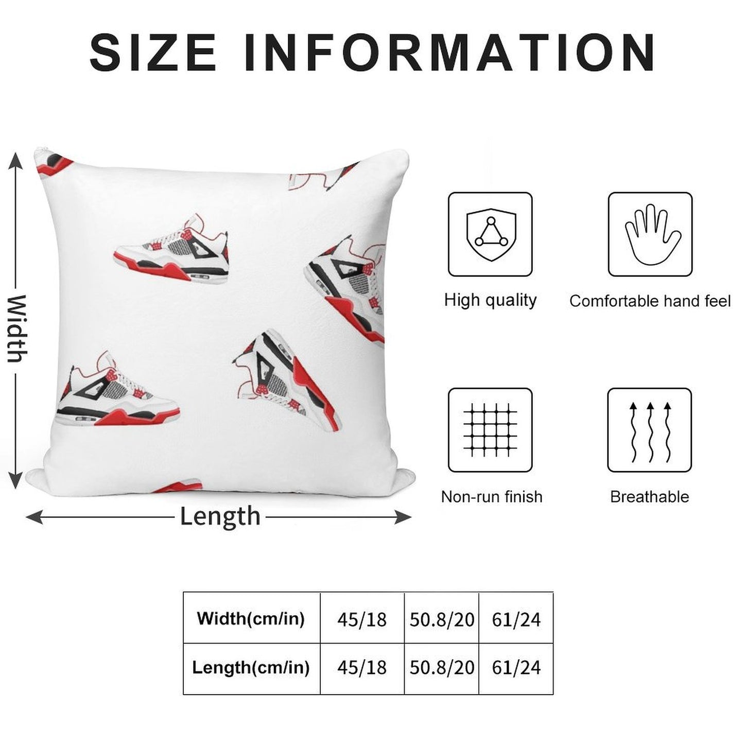 Jordan 4 X Fire Red Shoe Design Soft Durable Construction Throw Pillow