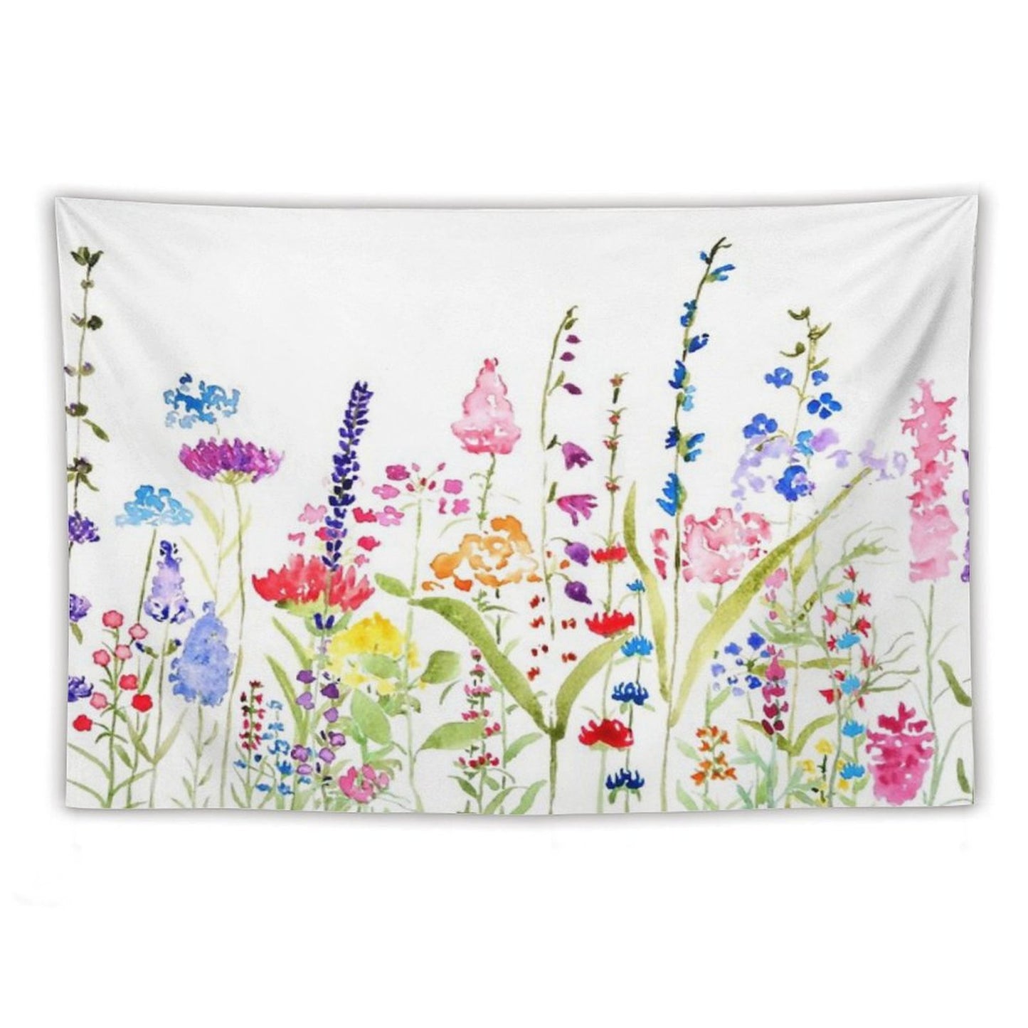 Hand Painted Colorful Wild Flower Field Tapestry