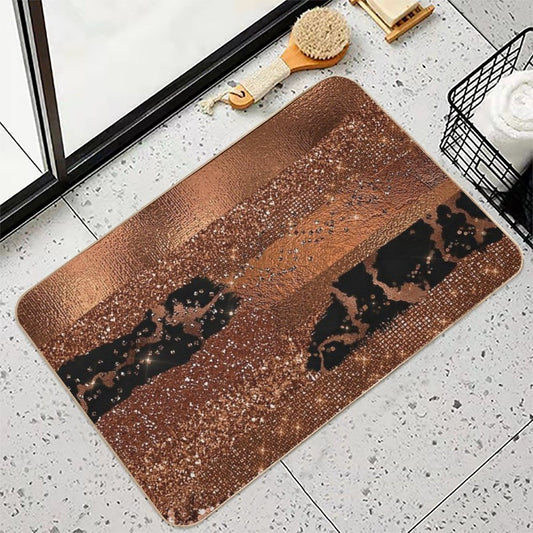 Dark Faux Copper Glamour Bath Mat