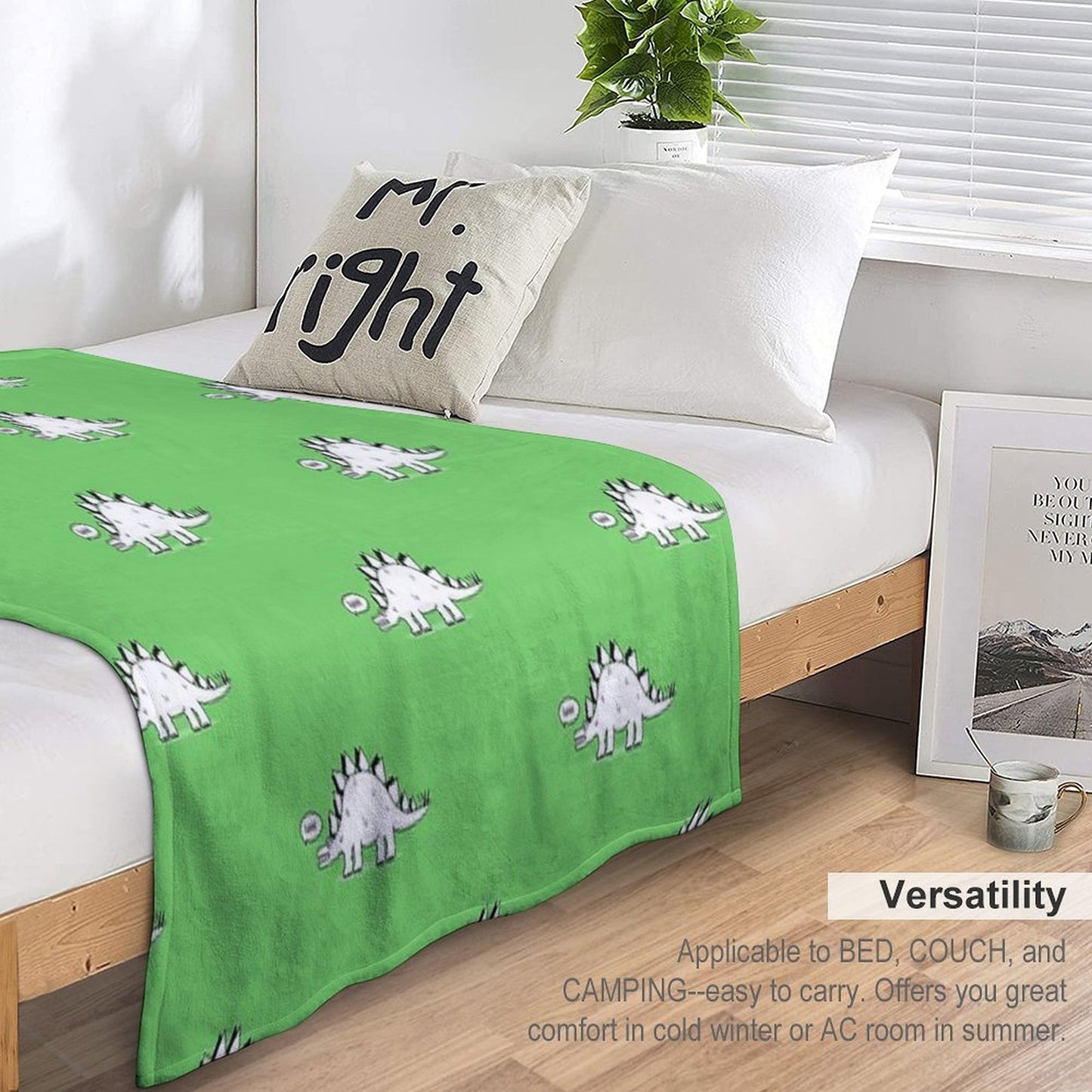Cartoon Stegosaurus Throw Blanket