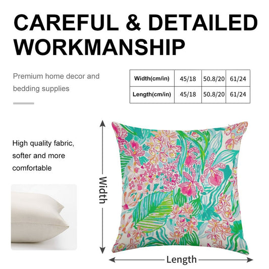 Orchid Summer Linen Throw Pillow Cover