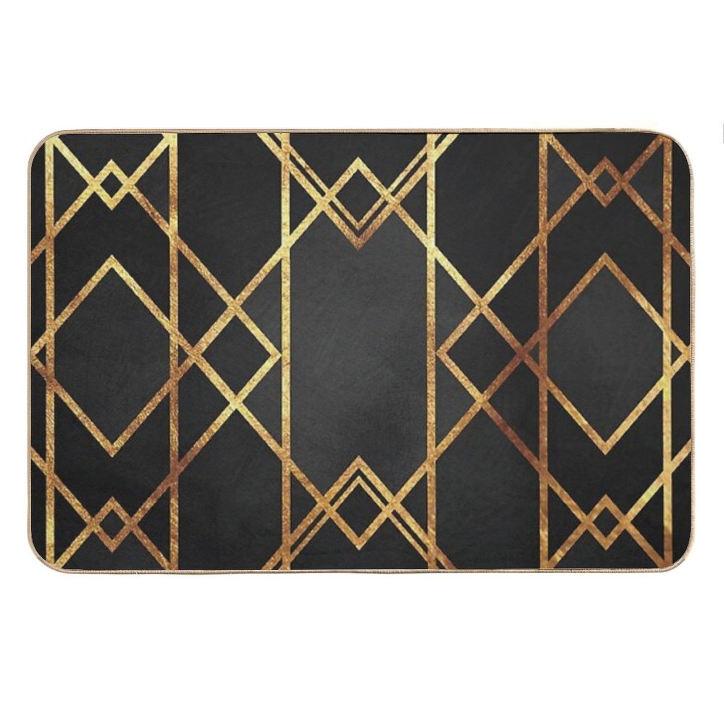 Black Gold Geometric Bath Mat
