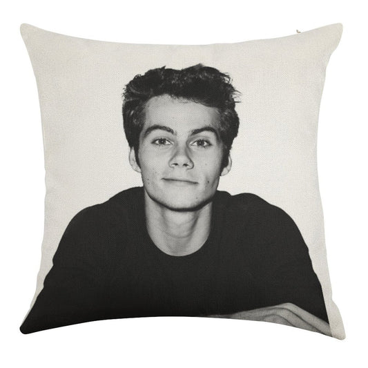 Heart Eye Emoji Linen Throw Pillow Cover